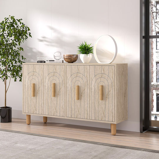 Sideboard Tiger Wooden Travertine Beige-oak 120x29.6x73.6cm