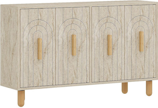 Sideboard Tiger Wooden Travertine Beige-oak 120x29.6x73.6cm