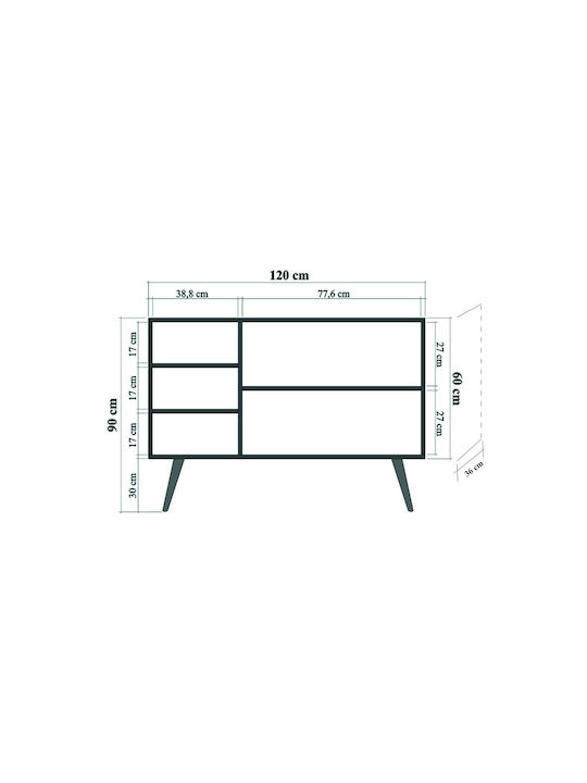 Μπουφές Mega Ξύλινος Multi 120x36x90cm