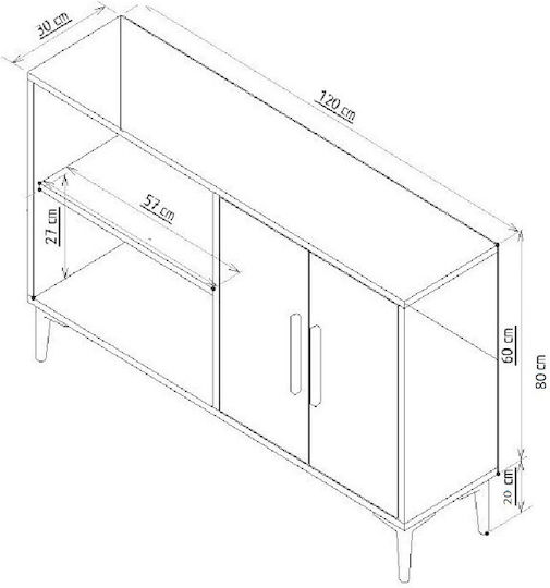 Μπουφές Derasi Ξύλινος White-gold 120x30x80cm