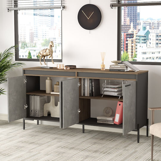 Μπουφές από Ξύλο & Μέταλλο Anthracite-brown 184x44.5x91.6cm