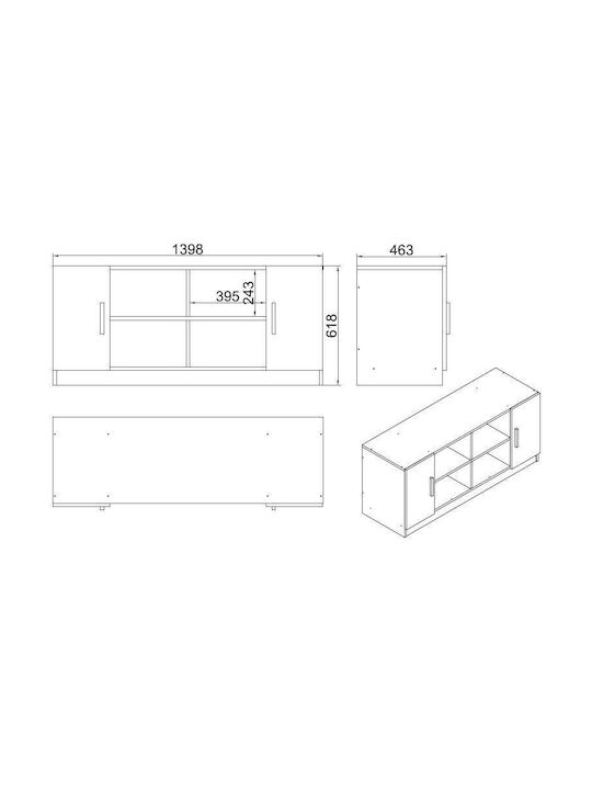 Μπουφές Walnut-anthracite 139.8x46.3x61.8cm