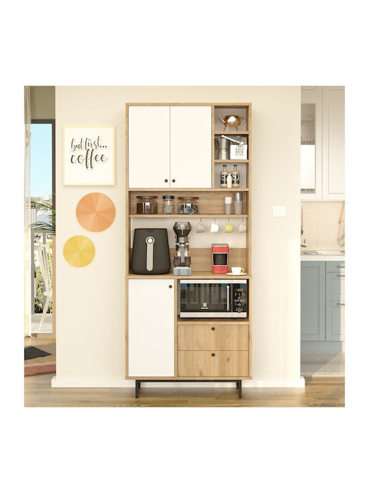 Sideboard made of Wood & Metal Oak-white 88x35.5x205cm