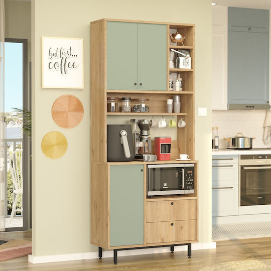 Мебели за съхранение от дърво & метал Oak-green 88x35.5x205см