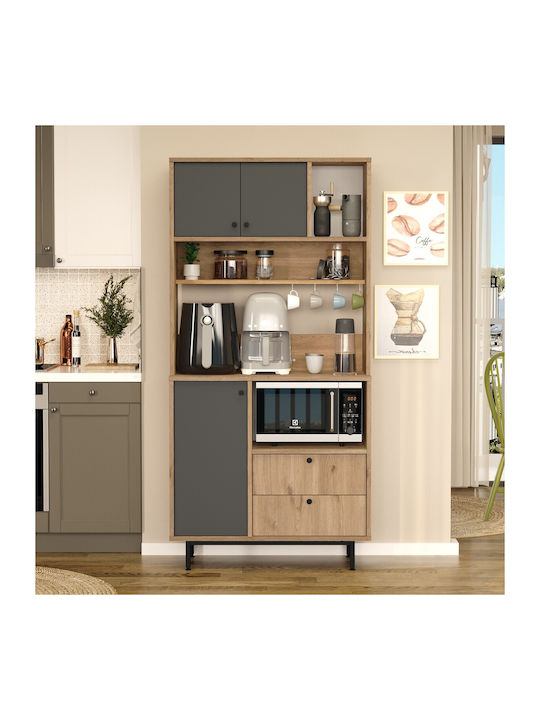 Sideboard made of Wood & Metal Oak-anthracite 88x35.5x180cm
