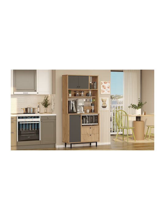 Sideboard made of Wood & Metal Oak-anthracite 88x35.5x180cm