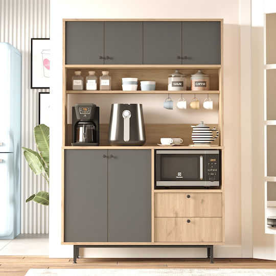 Μπουφές από Ξύλο & Μέταλλο Oak-anthracite 120x35.5x180cm