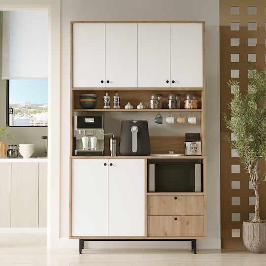 Μπουφές από Ξύλο & Μέταλλο Oak-white 120x35.5x205cm