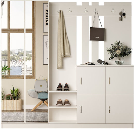 Mobilier de Intrare cu Dulap pentru Pantofi White 187.2x37.5x180cm