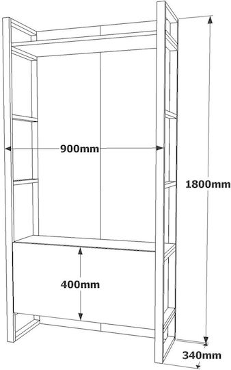 Eingangsmöbel mit Schuhschrank Pine 90x34x180cm
