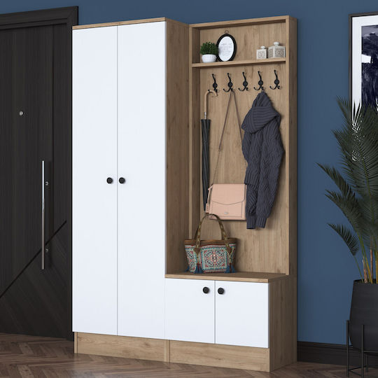 Mobilier de Intrare cu Dulap pentru Pantofi White-walnut 119.6x35.5x182.8cm