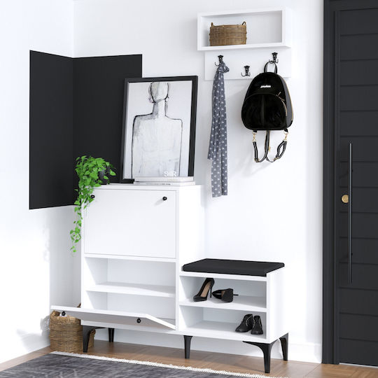 Bred Έπιπλο Εισόδου με Παπουτσοθήκη White-black 110x35x92εκ.