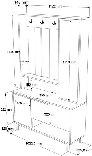 Έπιπλο Εισόδου Walnut 102.2x35.5x178.2εκ.