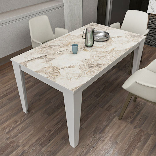 Rectangular Sala de mese Marble Effect White 145x85x75εκ. 875ZNA4636