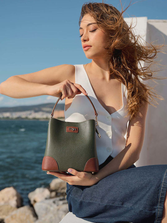Leder Damentasche Schultertasche Grün