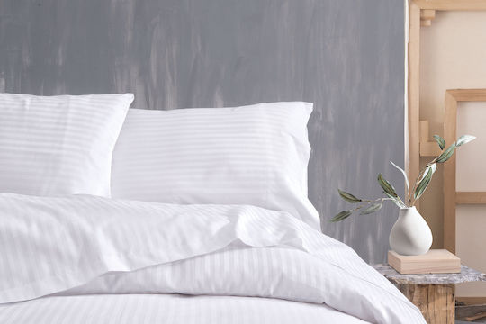 Rythmos Satin Σετ Μαξιλαροθήκες με Φάσα Λευκές 50x70εκ.