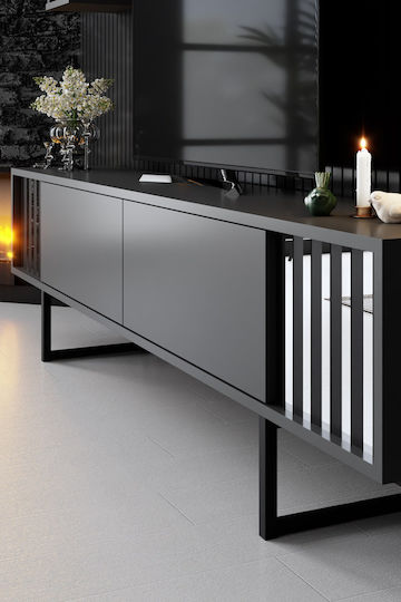 Unitate TV pentru sufragerie Chrome Line Anthracite-black L180xA30xÎ48cm