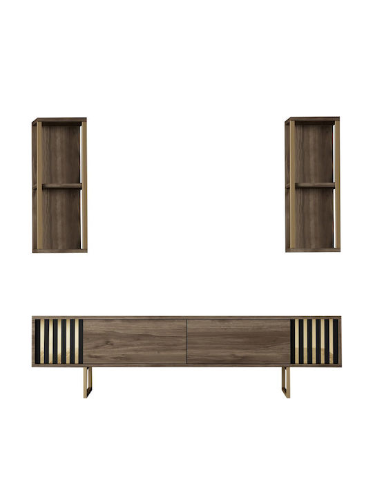 Gold Line Living Room TV Unit Walnut-black L180xW30xH48cm