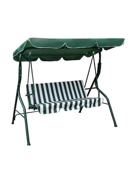 Swing 3 Garten & Veranda Schaukel mit Basis und Kissen 3 Sitze Metallisch Grün L170xB110xH153cm