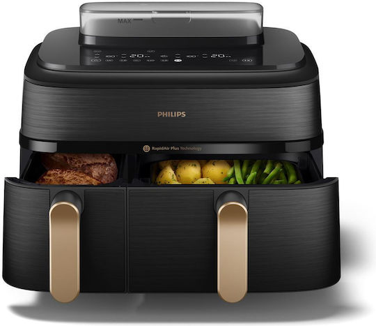 Philips Air Fryer with Double Detachable Bucket 9lt Black NA552/00