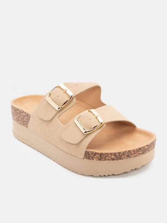 Γυναικεία Σανδάλια Flatforms Μπεζ