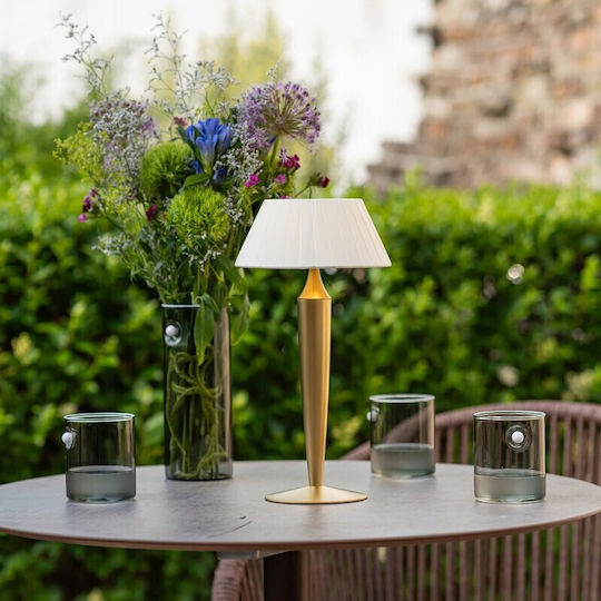 Zafferano Fabric Table Lamp LED with Gold Shade and Base
