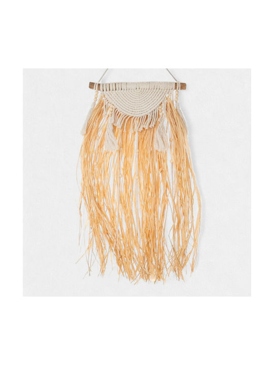 Iliadis Macrame Hanging Handmade Beige Wall Decor Fabric 60x30cm