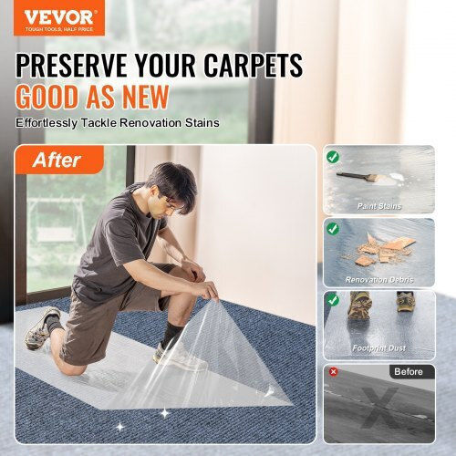 Vevor Carpet Protection Film 36" X 200' Self Adhesive Car Mat Protector Pe