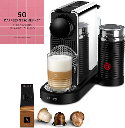 Krups CitiZ & Milk Καφετιέρα για Κάψουλες Nespresso Πίεσης 19bar με Αφρογαλιέρα Μαύρη