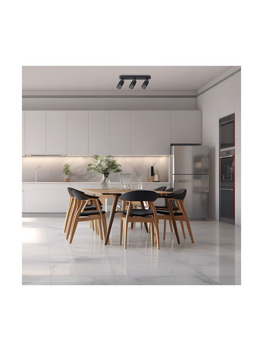 Eko Light Τριπλό Σποτ με Ντουί GU10 σε Μαύρο Χρώμα