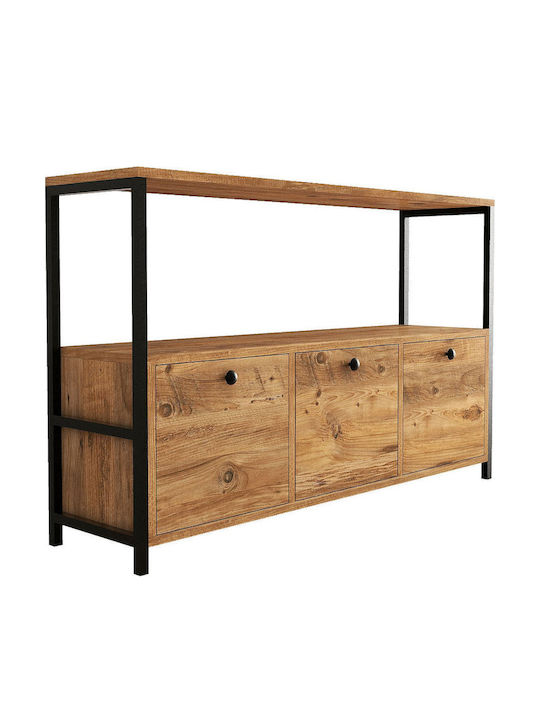 Nero Console Table Wood & Metal Μαύρο - Καρυδί L120xW30xH75cm