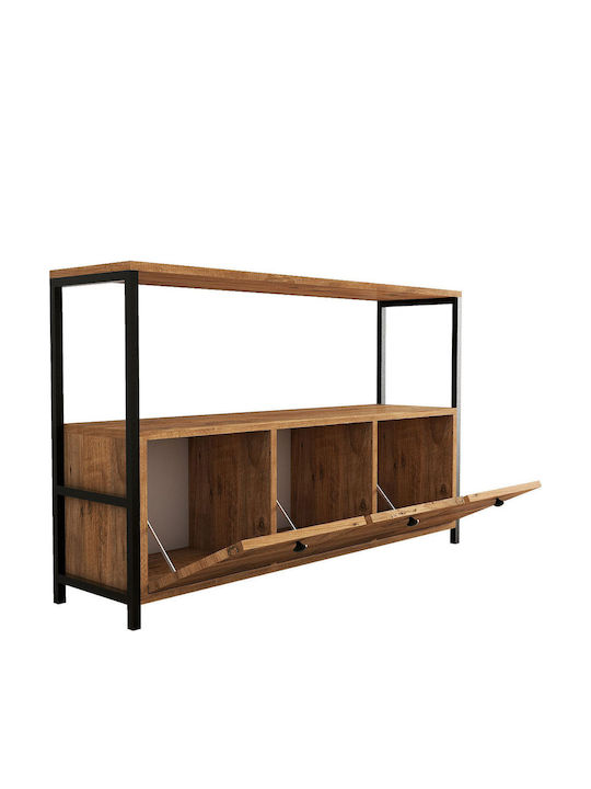 Nero Console Table Wood & Metal Μαύρο - Καρυδί L120xW30xH75cm