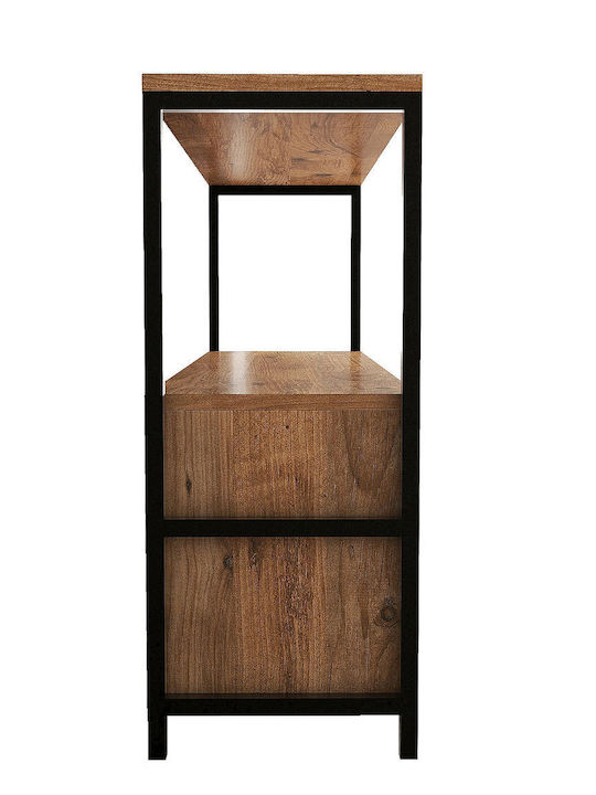 Nero Console Table Wood & Metal Μαύρο - Καρυδί L120xW30xH75cm