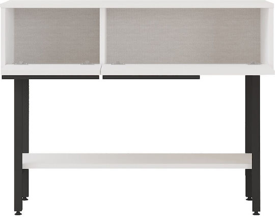 Console Table Wood & Metal with Mirror White-Black L100xW29.5xH76cm
