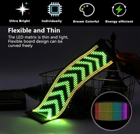 Εύκαμπτη Επιγραφή LED Διπλής Όψης Αδιάβροχη 180x19cm RGB