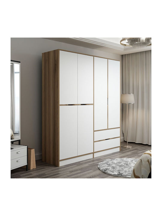 Six Door Wardrobe Elina Oak-white 185x52x208cm