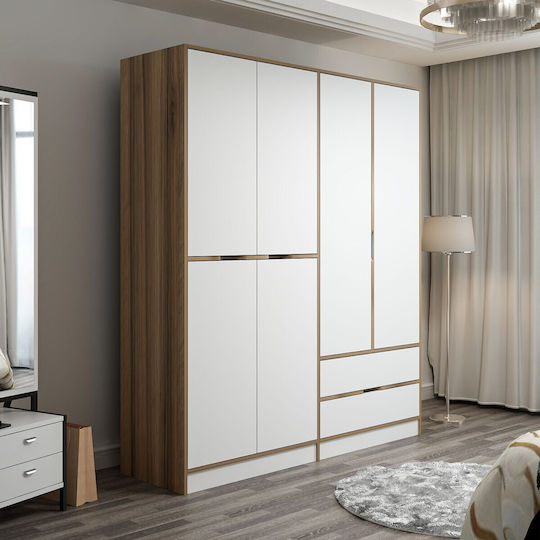 Sechs Türen Kleiderschrank Elina Oak-white 185x52x208cm