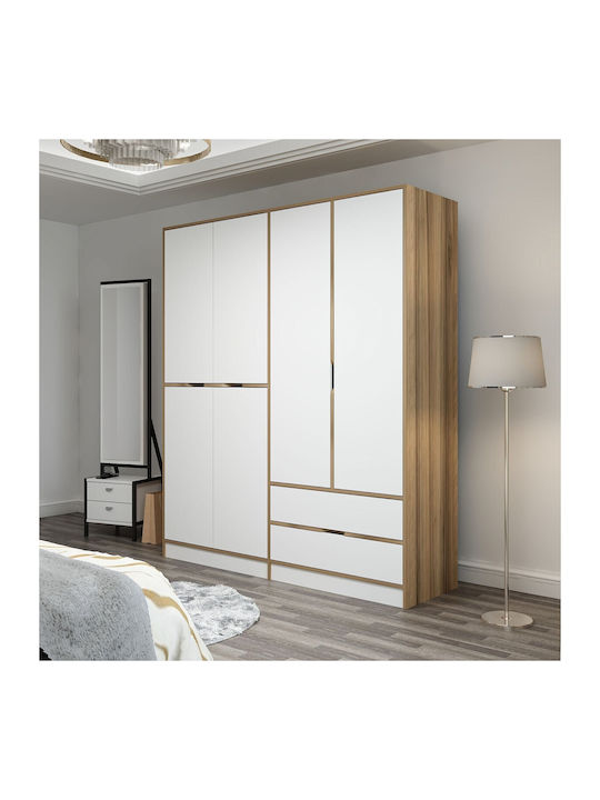 Six Door Wardrobe Elina Oak-white 185x52x208cm