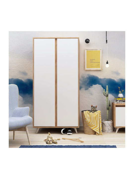 Двойна врата Гардероб Ajumma Oak-white 100x52x187см