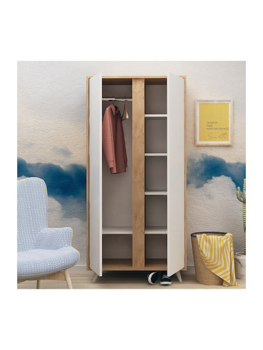 Двойна врата Гардероб Ajumma Oak-white 100x52x187см