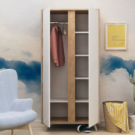 Ajumma Δίφυλλη Ντουλάπα 100x52x187cm Oak-white Ajumma Δίφυλλη Ντουλάπα 100x52x187cm Oak-white