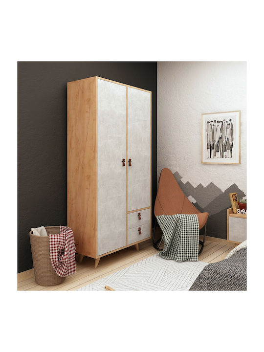 Doppeltür Kleiderschrank Suwon Oak-grey 100x52x190cm