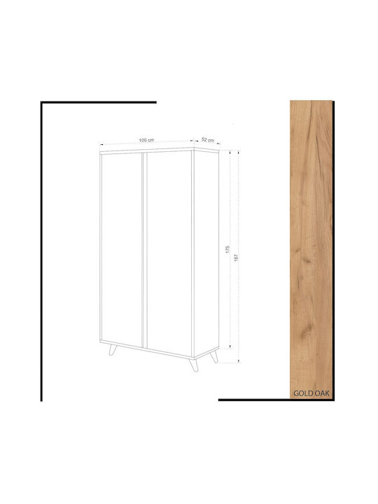 Двойна врата Гардероб Ajumma Oak-white 100x52x187см
