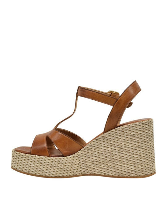 Women's Leather Platform Shoes Tabac Brown