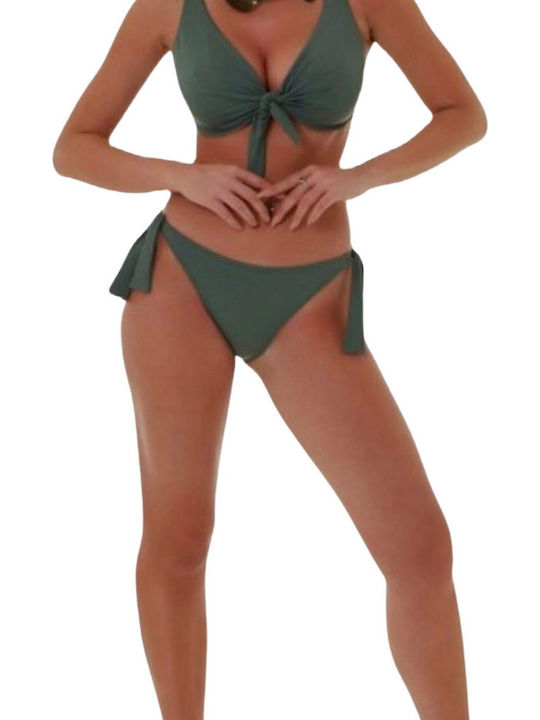 Solids Bikini Slip with Ties Khaki