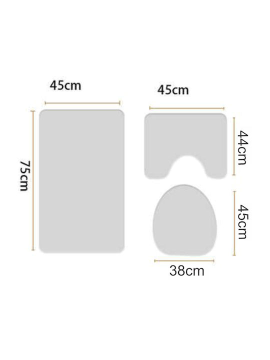 Rutschfest Set Badematten Synthetisch,Polyester/Cotton/Leather Toilette CovorFluture200 Multicolor 3Stück
