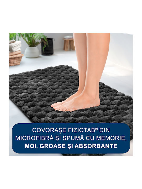Antiderapant Set Covorașe de Baie Microfibra Fiziotab DarkGreyRug1 Gri 3buc