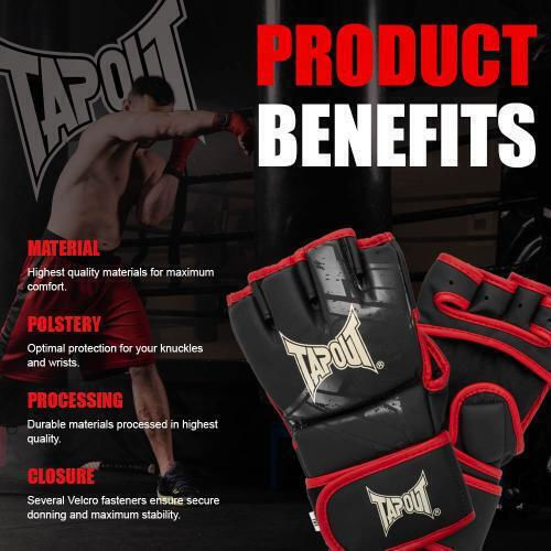 Tap Out Crafton960004 Ръкавици За Тренировка Mma Синтетична Кожа 1 Чифт Черни С Червен Печат