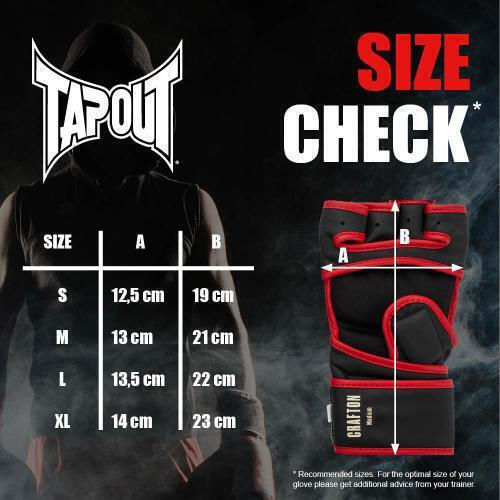 Tap Out Crafton960004 Ръкавици За Тренировка Mma Синтетична Кожа 1 Чифт Черни С Червен Печат