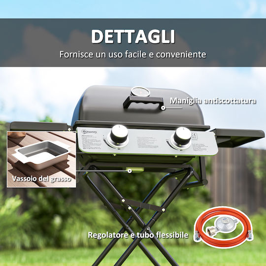 Outsunny Tragbar Gasgrill Rost mit 2 cm 2.8kW
